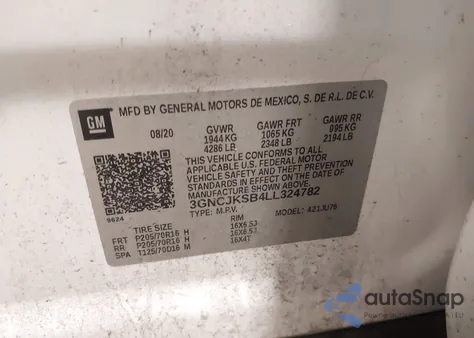 2020 Chevrolet Trax Fwd Ls from USA, damaged, VIN 3GNCJKSB4LL324782